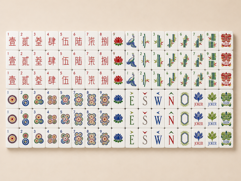 Luxury American Mahjong Set – Premium Acrylic Tiles with Burl Wood Finish | Complete Mahjong Game Set | Gift for Mahjong Lovers